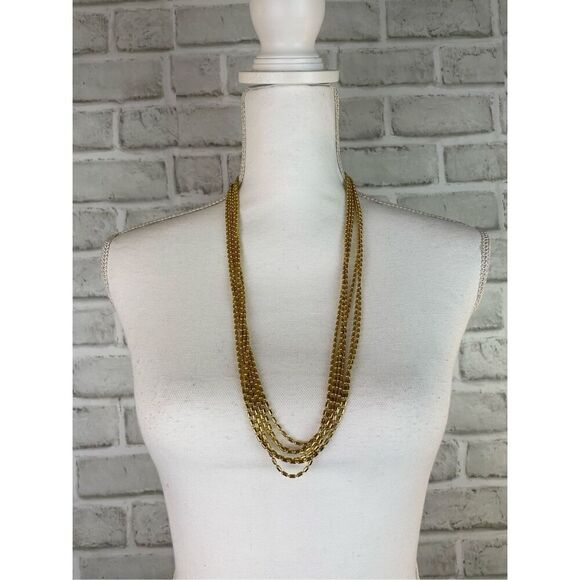 JOAN RIVERS Triple Strand Gold Tone Adjustable Layered Chain Necklace 60” - Picture 4 of 9